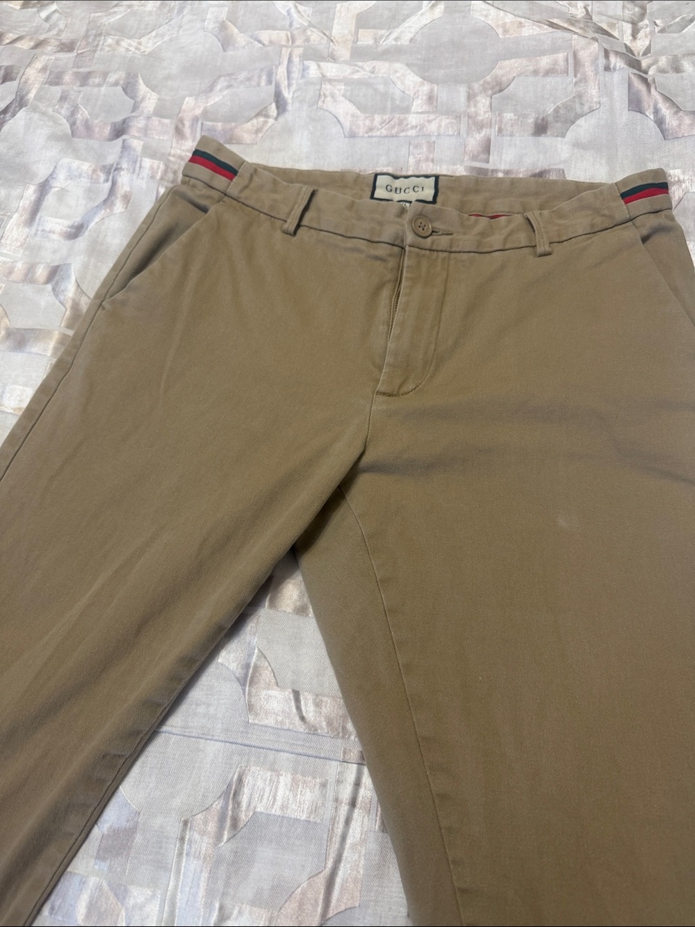 Gucci Men’s Khaki Cotton Twill Pants